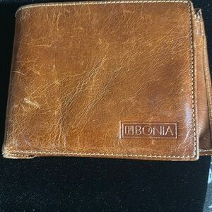 Bonia leather men's flat billfold Cognac brown